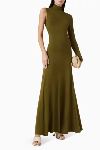 فستان جيد طويل بياقة عالية