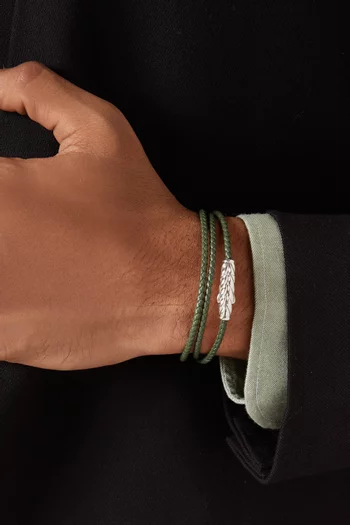 Chevron Triple-Wrap Bracelet in Woven Leather