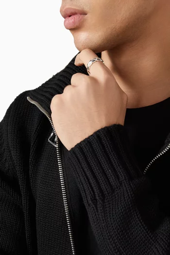 خاتم هيكس مرصع بالماس فضة إسترلينية