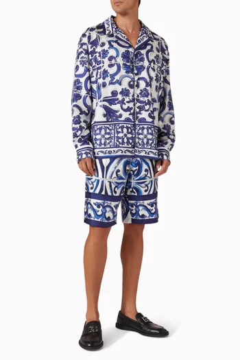 Majolica-print Shirt in Silk Twill