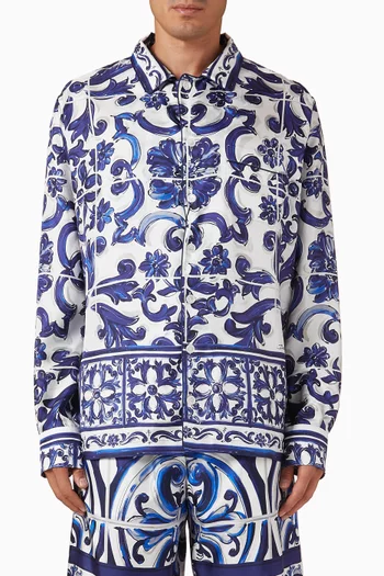 Majolica-print Shirt in Silk Twill