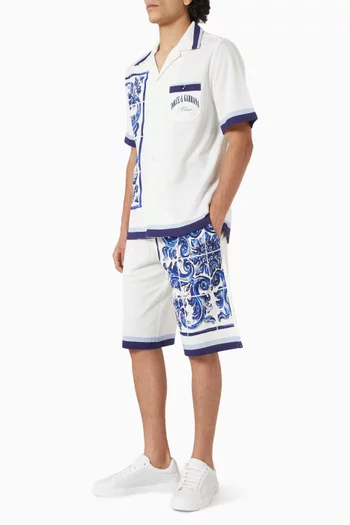 Printed Shorts in Cotton Pique