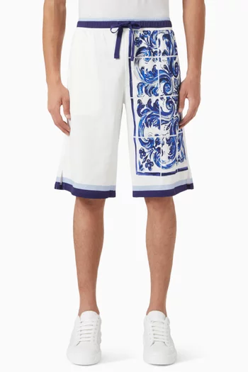 Printed Shorts in Cotton Pique