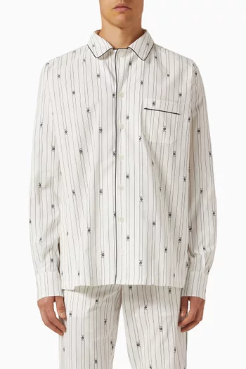 Striped Logo Shirt in Cotton-blend