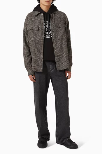 قميص بجيوب ونقشة مربعات مزيج صوف