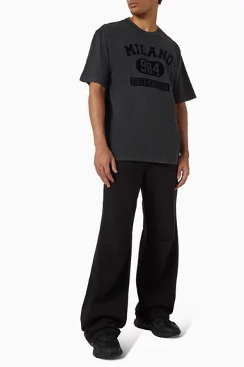 Flocked Logo-print T-shirt in Cotton