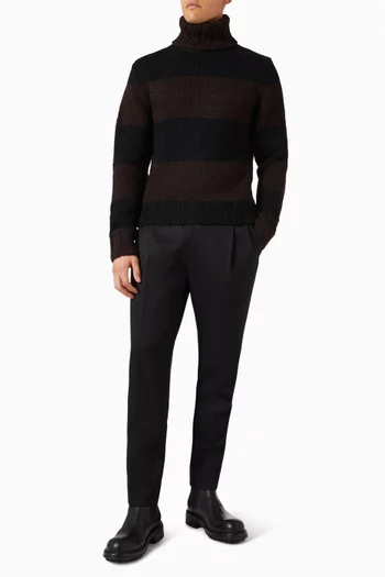 Striped Turtleneck Sweater in Knit