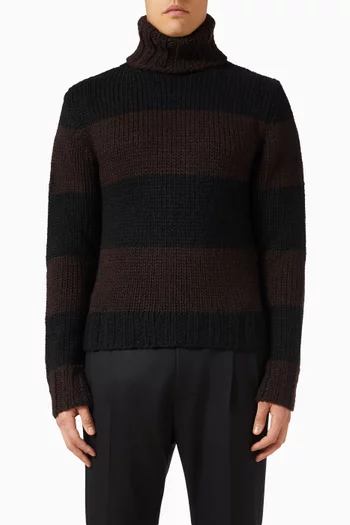 Striped Turtleneck Sweater in Knit