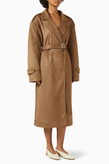 Pembroke Trench Coat in Faux-suede