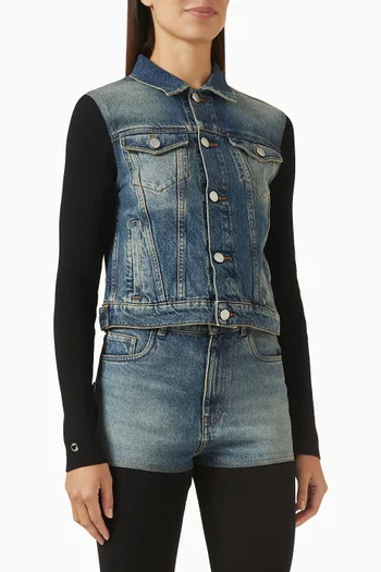 جاكيت دينم ونسيج مضلع