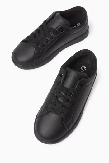 Logo Lace-up Sneakers in Faux Leather