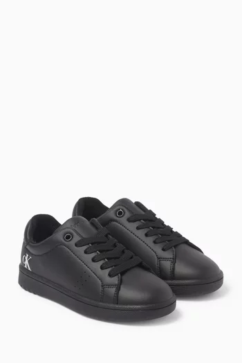 Logo Lace-up Sneakers in Faux Leather