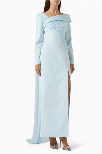 فستان ايبونا بفتحة كريب وشيفون