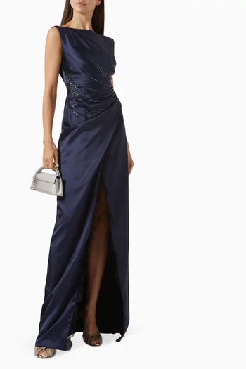 فستان جونو مطرز ستان