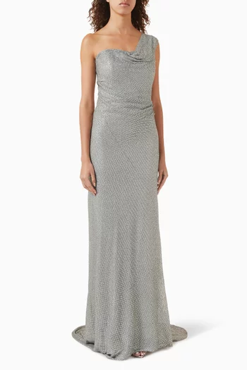 Moonlit Crystal One-shoulder Dress