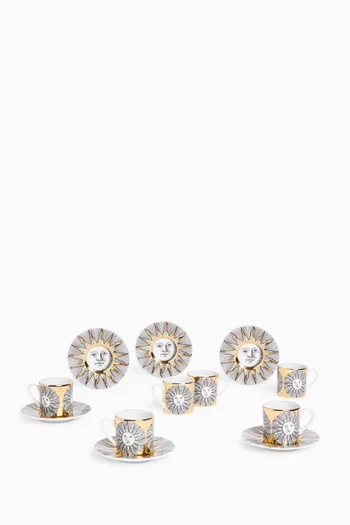 طقم فناجين وأطباق قهوة صن، 6 قطع