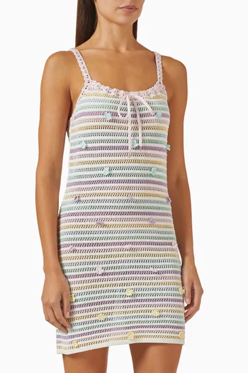 Flower Crochet Mini Dress in Cotton