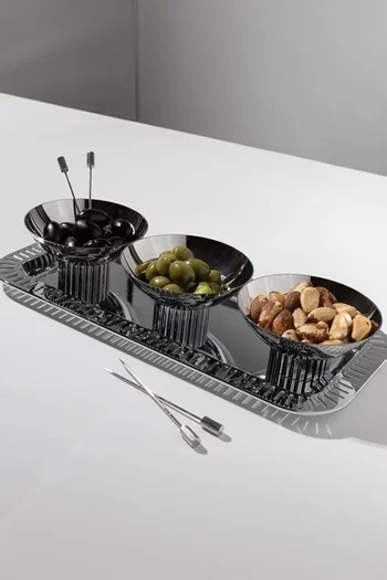 طقم أوعية بتجويفات بارزة الملمس ستانلس ستيل، 3 قطع