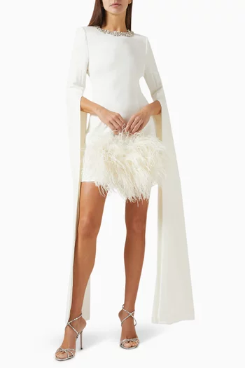 Tilly Cape-sleeve Mini Dress in Crepe