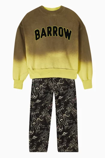 سويت شيرت بطبعة شعار الماركة بألوان متدرجة صوف قطني