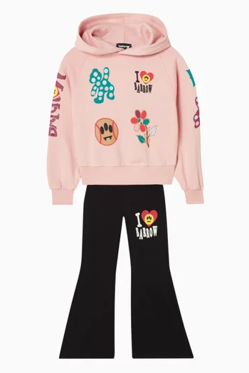 Logo-print Flared Pants in Cotton-fleece