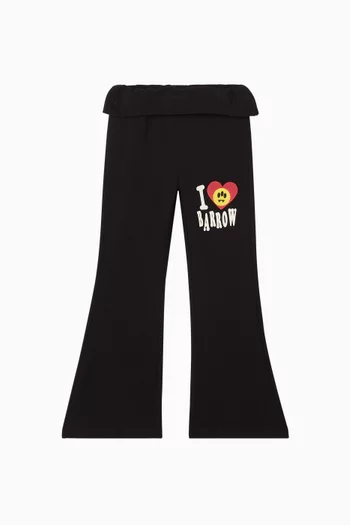 Logo-print Flared Pants in Cotton-fleece