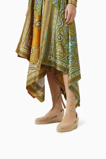 Carina 50 Espadrille Wedges in Linen