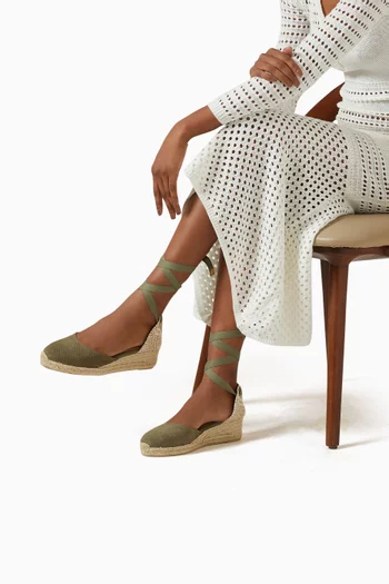 Carina 50 Espadrille Wedges in Organic Canvas