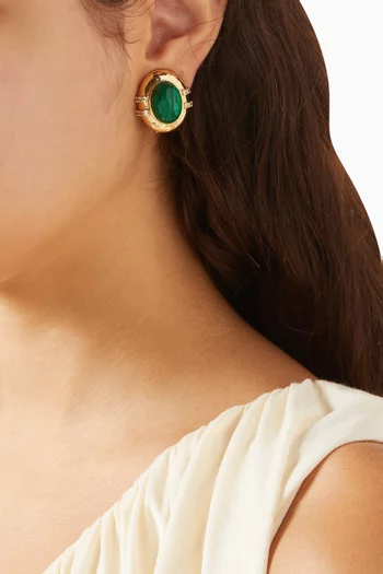 Joanna Cabochon Clip-on Earrings in 22kt Gold-plated Brass