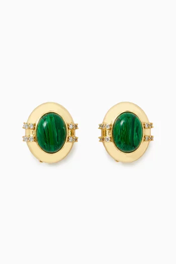 Joanna Cabochon Clip-on Earrings in 22kt Gold-plated Brass