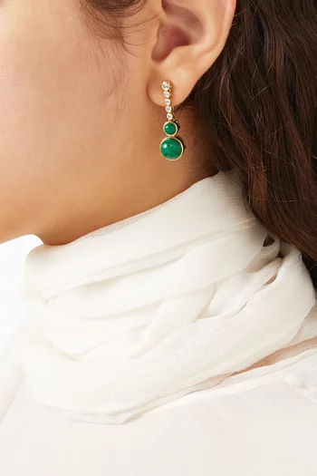 Night Cabochon Drop Earrings in Gold-plated Brass