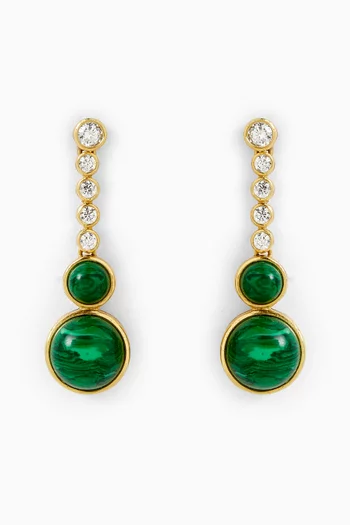 Night Cabochon Drop Earrings in Gold-plated Brass