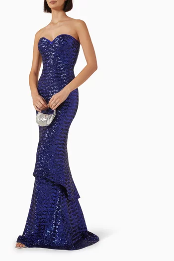 Dacil Paillettes Sequin-embellished Gown in Jersey
