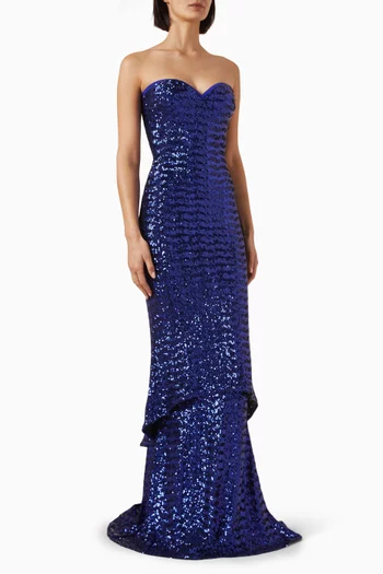 Dacil Paillettes Sequin-embellished Gown in Jersey
