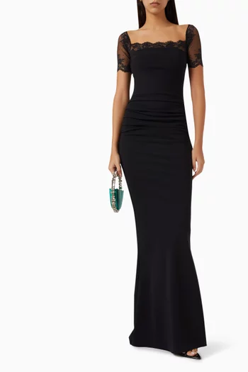 Lace-panel Maxi Dress in Jersey
