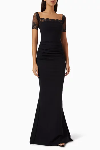 Lace-panel Maxi Dress in Jersey