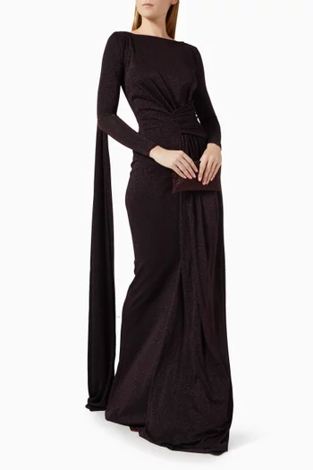 Zenab Twist Gown in Lurex-jersey