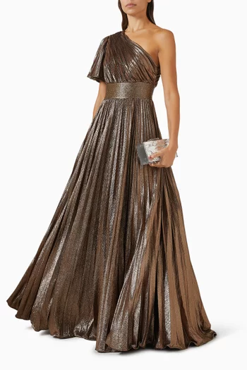 One-shoulder Metallic Gown