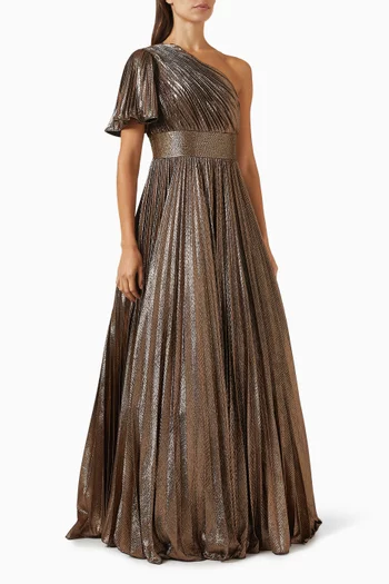 One-shoulder Metallic Gown