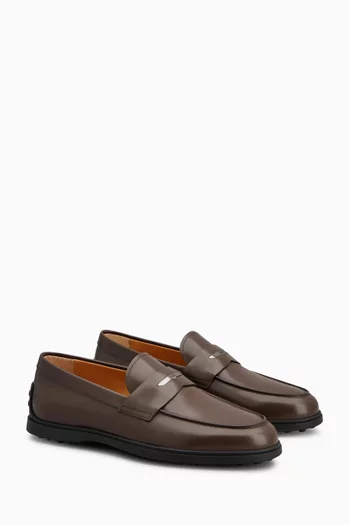 Logo-plaque Penny Loafers in Leather