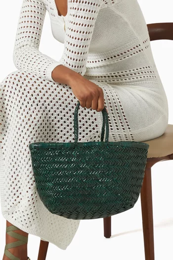 Small Triple Jump Tote Bag in Woven Leather