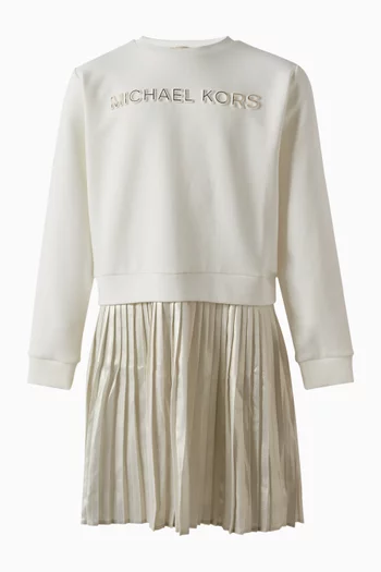 فستان بنمط سويت شيرت لامع بطيات