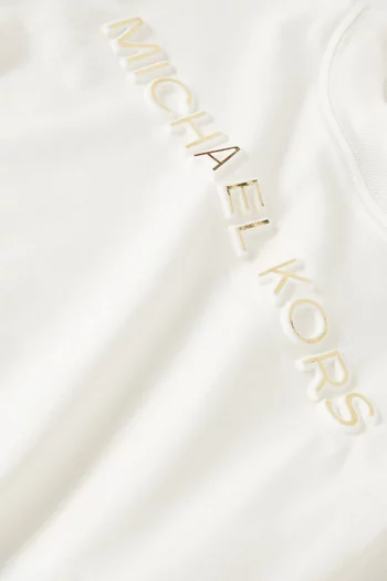 تي شيرت بشعار الماركة لامع قطن عضوي