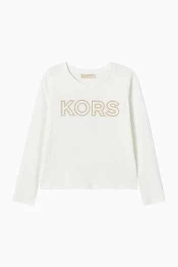 Stud-embellished T-shirt in Cotton