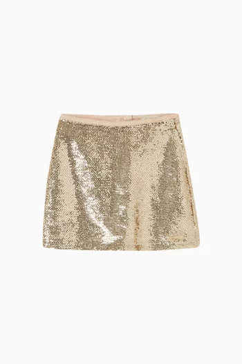 تنورة قصيرة مطرزة بالترتر 