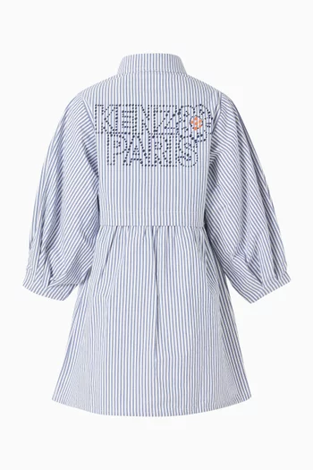 فستان بنمط قميص بنقشة مخططة قطن