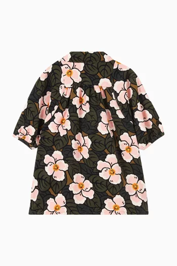 فستان بنقشة زهور قماش مخمل 