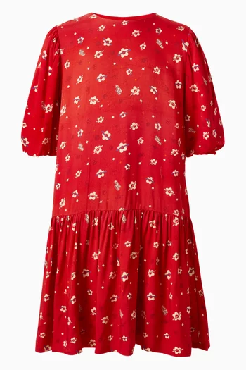 فستان بنقشة زهور فيسكوز