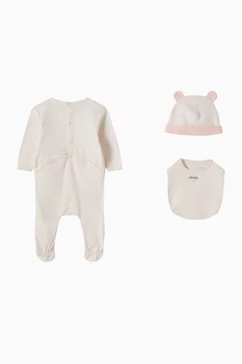 طقم هدايا بيجاما مزين بطبعة فيل قطن، 3 قطع