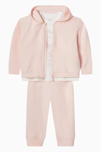 طقم بطبعة فيل وشعار الماركة قطن، 3 قطع